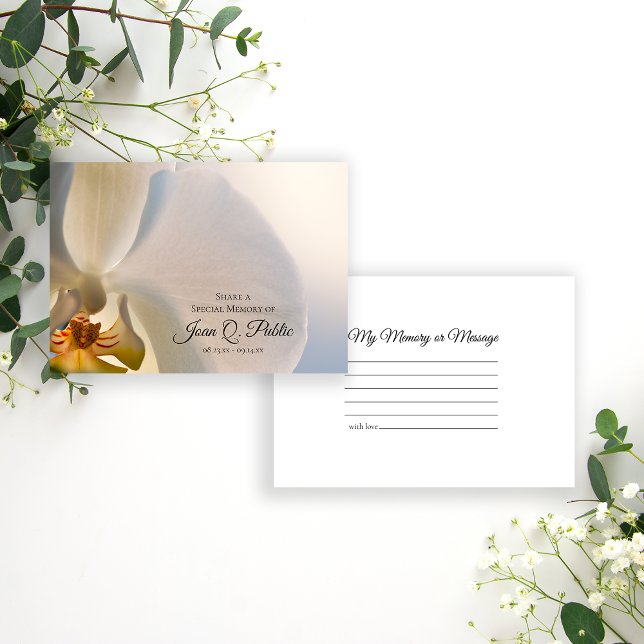 Tarjeta Pequeña Flor de orquídea blanca comparte un funeral de mem (Subido por el creador)