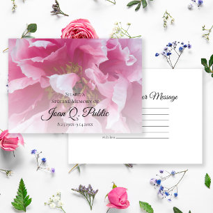 Tarjeta Pequeña Flor de Peony Rosa comparte funerario de memoria