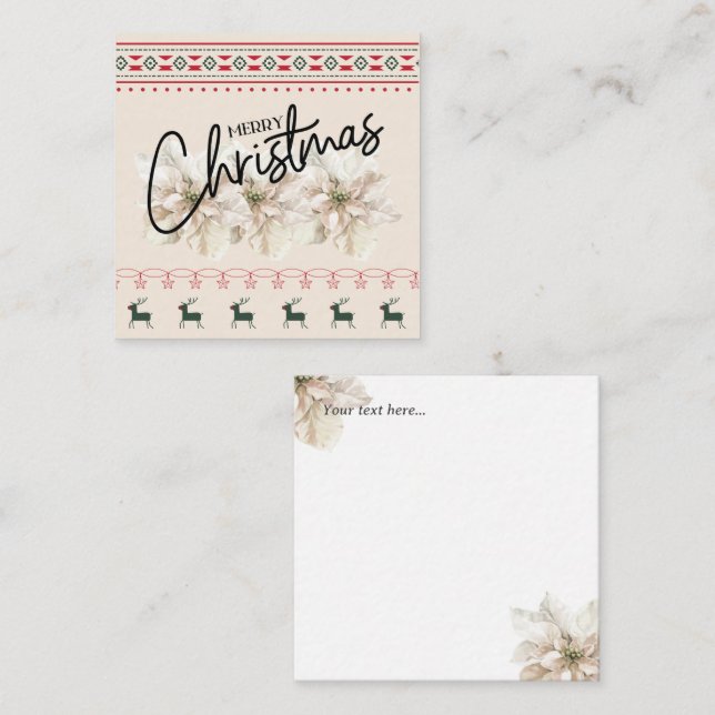 Tarjeta Pequeña Flor de Poinsettia clásica moderna de Navidad vint (Anverso / Reverso)