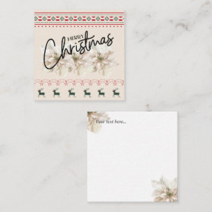 Tarjeta Pequeña Flor de Poinsettia clásica moderna de Navidad vint