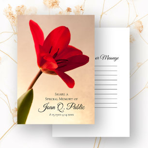 Tarjeta Pequeña Flor de tulipán de primavera roja comparte funeral