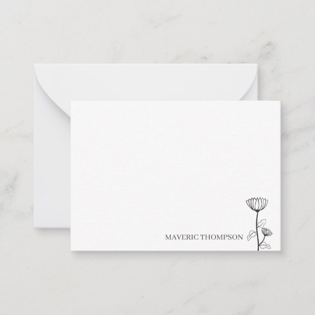 Tarjeta Pequeña Flor dibujada a mano simple (Anverso)