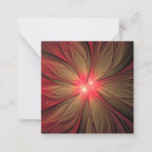 Tarjeta Pequeña Flor fractal de fanatismo rojo (Anverso)