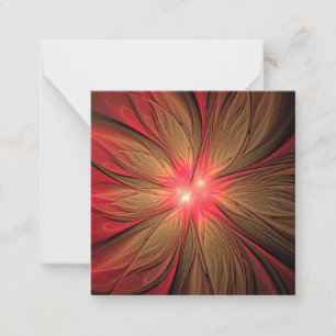 Tarjeta Pequeña Flor fractal de fanatismo rojo