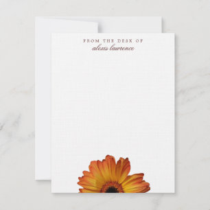 Tarjeta Pequeña Flor gerbera Naranja soleado del escritorio de not
