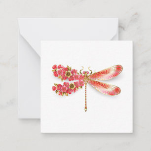 Tarjeta Pequeña Flor libélula con sakura de joyas