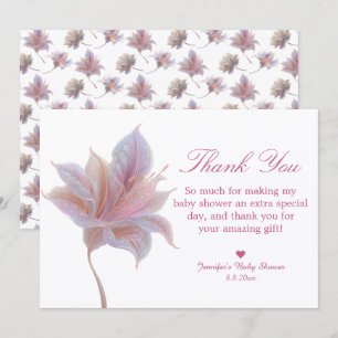 Tarjeta Pequeña flor mágica rosa gracias niña baby shower