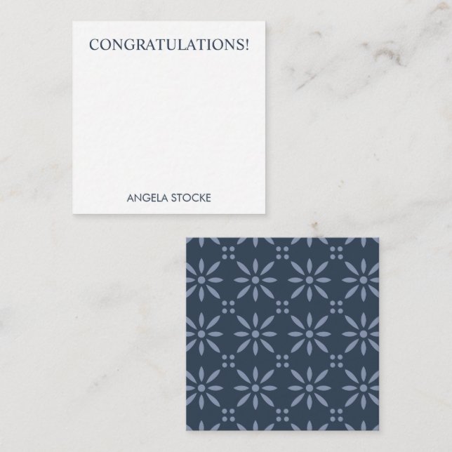 Tarjeta Pequeña Flor Personalizada Azul Retro (Anverso / Reverso)