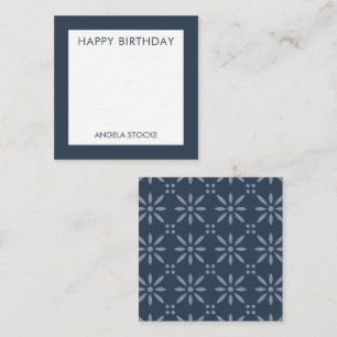 Tarjeta Pequeña Flor Retro Azul Marino Personalizada