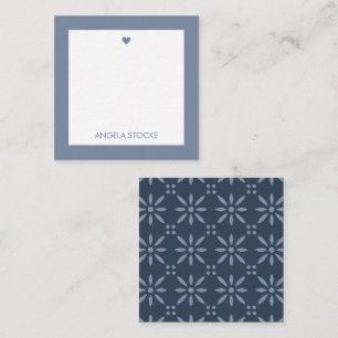 Tarjeta Pequeña Flor Retró Personalizada de Color Azul Polvo