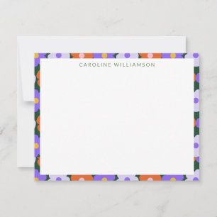 Tarjeta Pequeña Flor retro suave color púrpura nombre personalizad