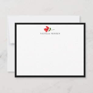 Tarjeta Pequeña Flor Roja Botánica de Isla Elegante