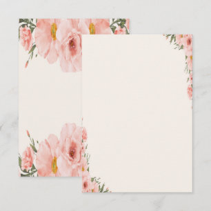 Tarjeta Pequeña Flor rosa de color agua suave