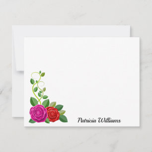 Tarjeta Pequeña Flor Rosa Elegante Y Rosa Roja