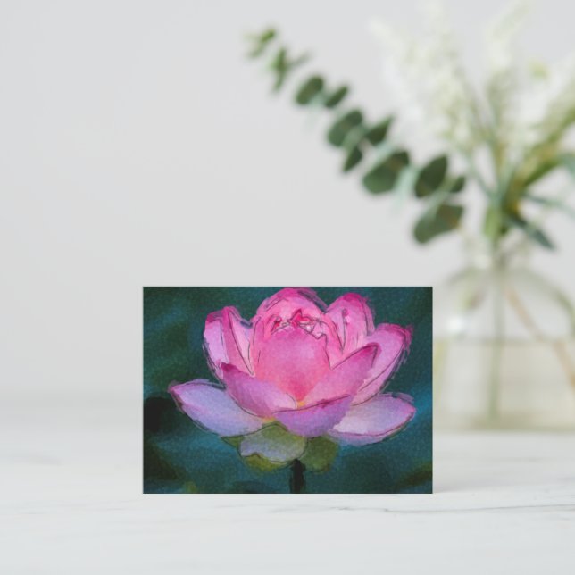 Tarjeta Pequeña Flor rosa Lotus (Anverso de pie)
