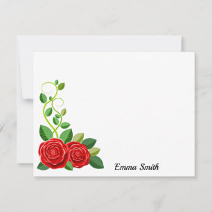 Tarjeta Pequeña Flor rosa roja elegante