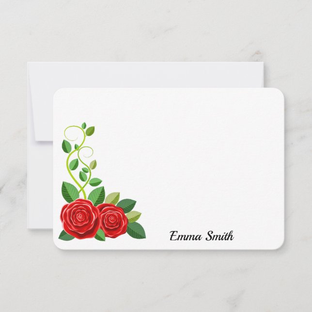 Tarjeta Pequeña Flor rosa roja elegante (Anverso)