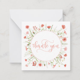Tarjeta Pequeña Flor salvaje rosa de coral personalizado gracias