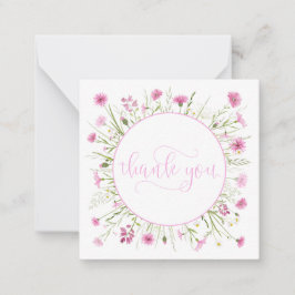 Tarjeta Pequeña Flor salvaje rosa profunda personalizada gracias