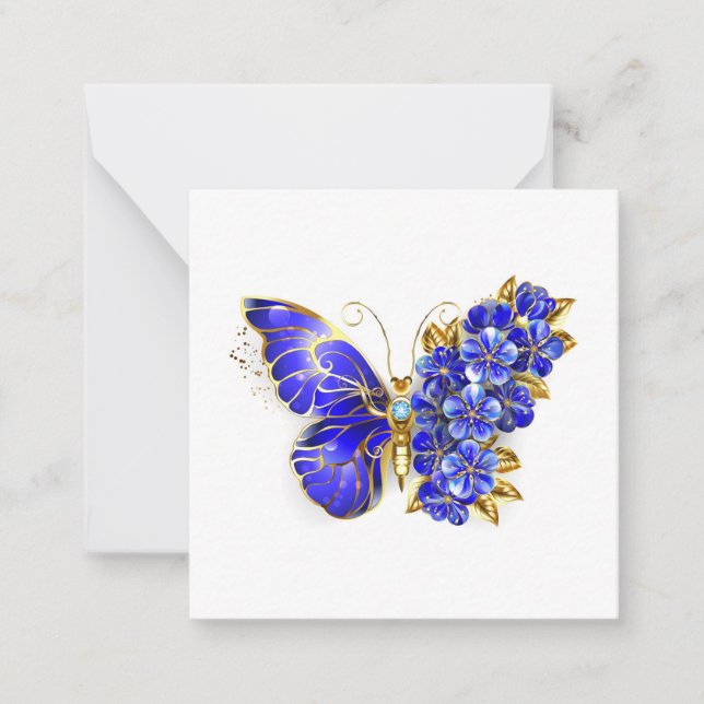 Tarjeta Pequeña Flor Sapphire Mariposa (Anverso)