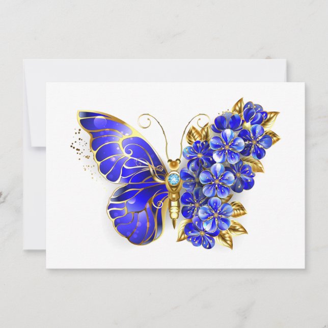 Tarjeta Pequeña Flor Sapphire Mariposa (Anverso)