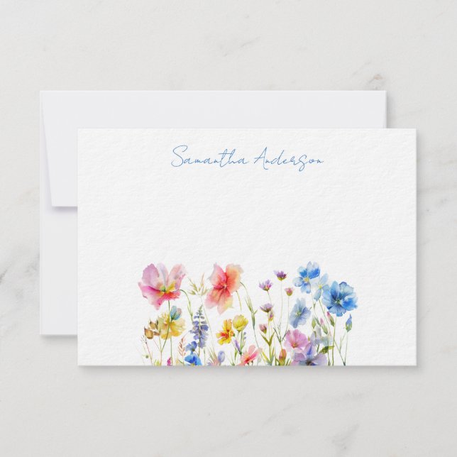 Tarjeta Pequeña Flor silvestre acuarela personalizada (Anverso)