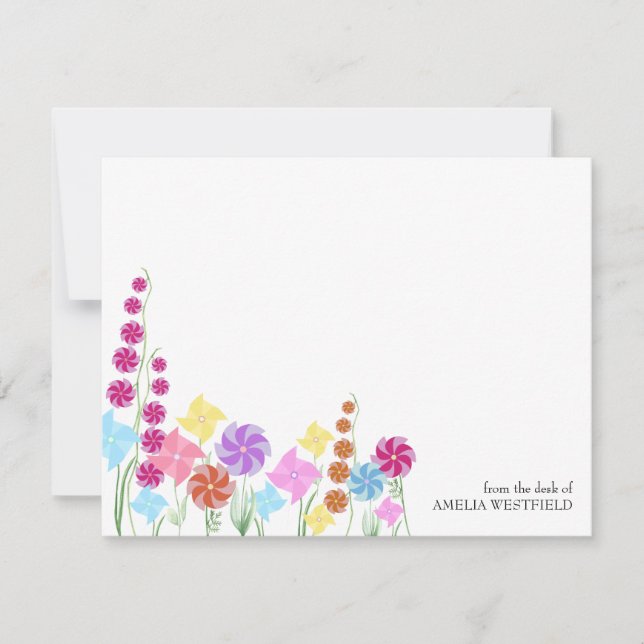 Tarjeta Pequeña Flor silvestre estilizada con pinzas de flores sil (Anverso)