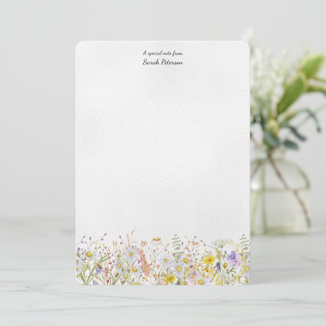 Tarjeta Pequeña Flor silvestre moderna floral botánica personaliza (Anverso de pie)