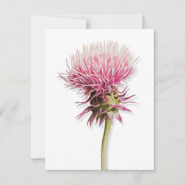 Tarjeta Pequeña Flor silvestre rosa de color de agua en flor