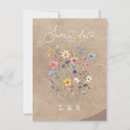 Tarjeta Pequeña Flor silvestre rústica salva la fecha sin Boda fot