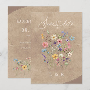 Tarjeta Pequeña Flor silvestre rústica salva la fecha sin Boda fot