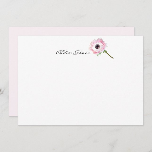 Tarjeta Pequeña Flor simple rosa suave personalizada (Anverso / Reverso)
