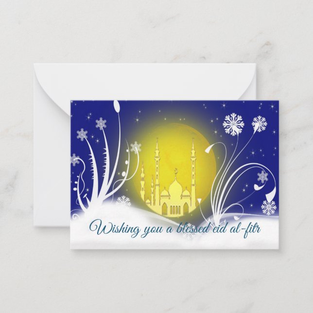 Tarjeta Pequeña Flor Swirl En La Luna De Invierno (Anverso)