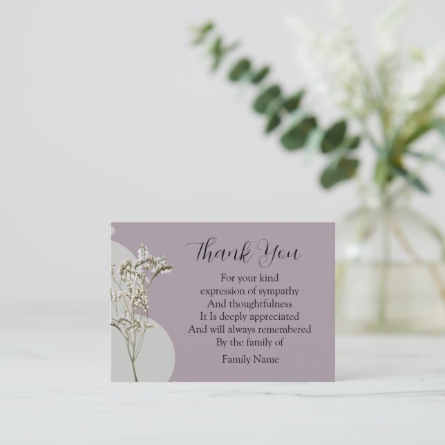 Tarjeta Pequeña Flor vegetal Gracias (Anverso de pie)