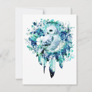 Tarjeta Pequeña Flora azul verde y Verde azulada de la nieve Dream