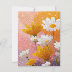 Tarjeta Pequeña Flora de acuarela brillante   Diseño rosa y dorado