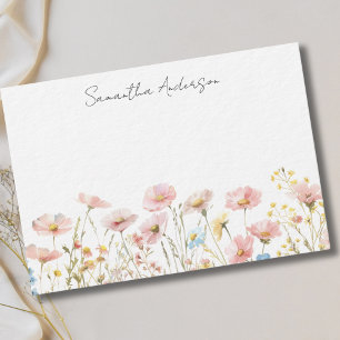 Tarjeta Pequeña Flora de flores silvestres rosadas personalizadas