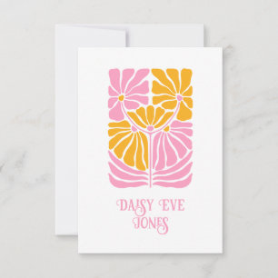 Tarjeta Pequeña Flora dorada del Naranja rosa Retro Boho