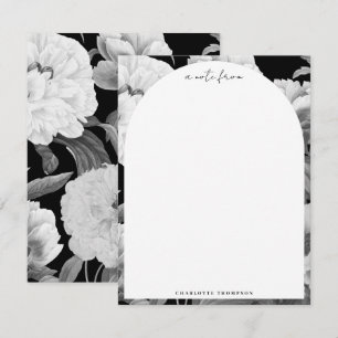 Tarjeta Pequeña Floral acuarela de color negro y blanco