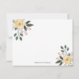 Tarjeta Pequeña Floral acuarela personalizada y monograma