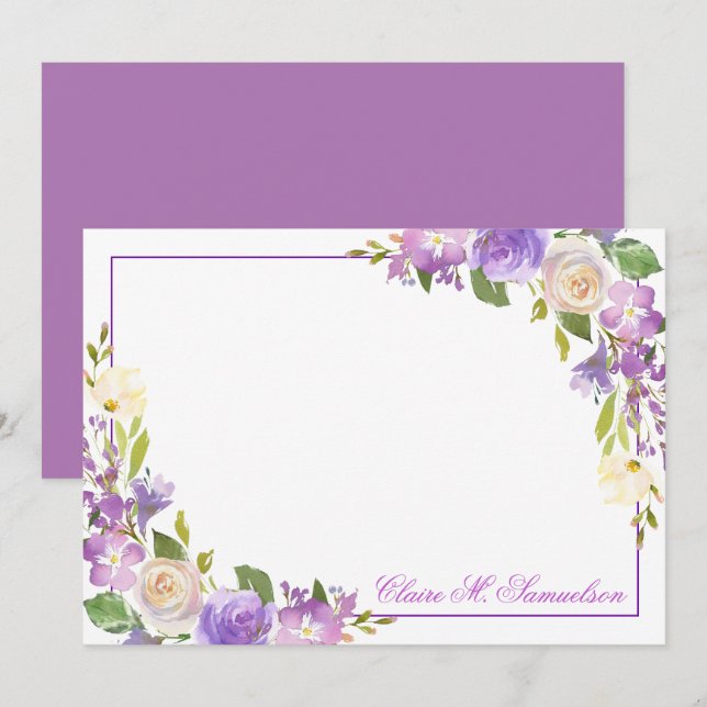 Tarjeta Pequeña Floral acuática de lavanda morada personalizada (Anverso / Reverso)