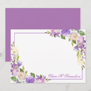 Tarjeta Pequeña Floral acuática de lavanda morada personalizada