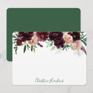 Tarjeta Pequeña Floral acuática moderna y roja de vino personaliza