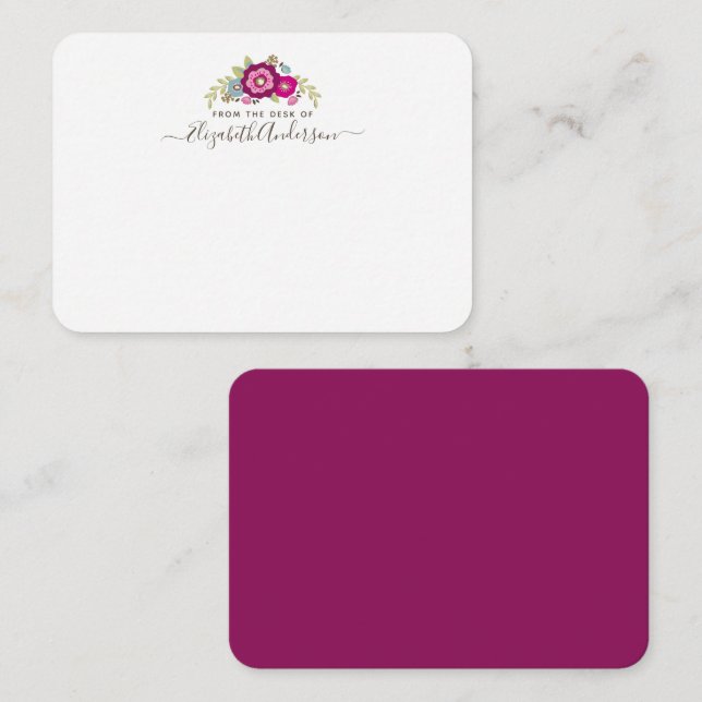 Tarjeta Pequeña Floral acuática púrpura rosa personalizada (Anverso / Reverso)