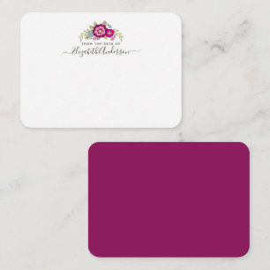 Tarjeta Pequeña Floral acuática púrpura rosa personalizada
