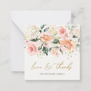 Tarjeta Pequeña Floral Apricot Rosa Rosa Baby Shower Gracias