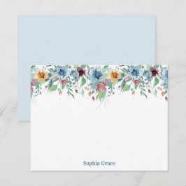 Tarjeta Pequeña Floral azul acuática personalizada