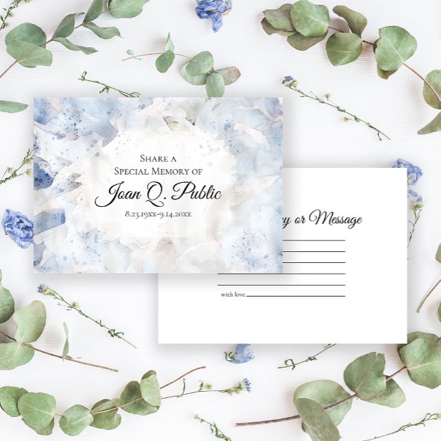 Tarjeta Pequeña Floral azul de tinte para compartir un funeral de  (Subido por el creador)
