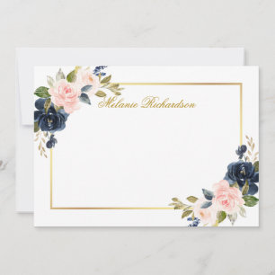 Tarjeta Pequeña Floral azul turbio rosa color de agua - Elegir tam