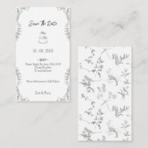 Floral Black & White Botanical Line Save The Date